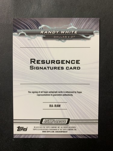 Randy White 2023 Topps Composite Resurgence Blue Surge Autograph /75 #RA-RAW - Picture 2 of 2