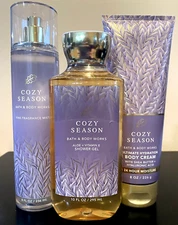 Bath & Body Works LOT OF 3 COZY SEASON Body Cream, Body Mist & Shower Gel