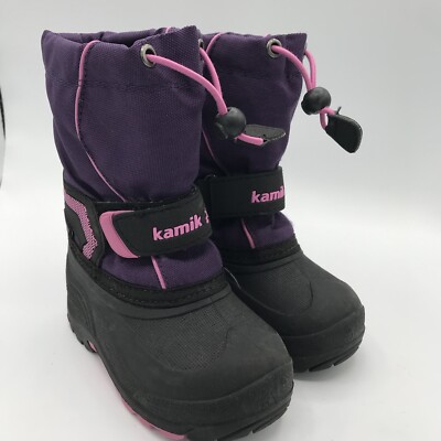Kamik Waterbug Winter Snow Boots Drawstring Purple Pink Black