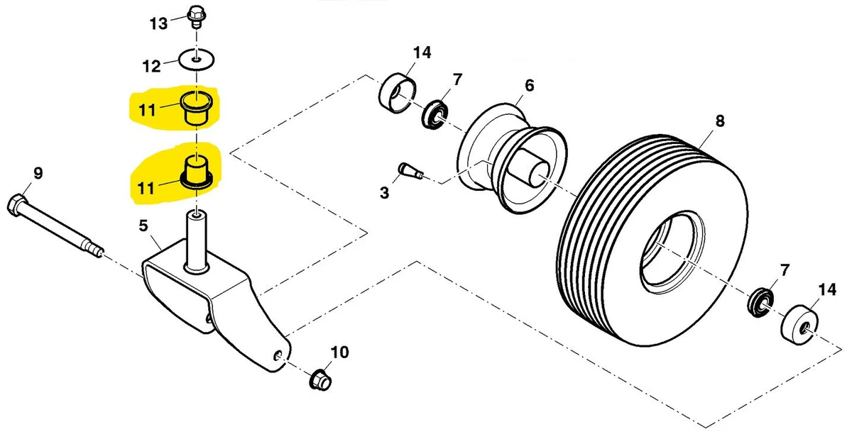 M167267 Yoke Bushing Set fits John Deere Z235 Z255 Z335E Z355E 
