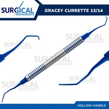 Dental Gracey Curettes 13/14 Blue Titanium Tips with Hollow Handle German Grade