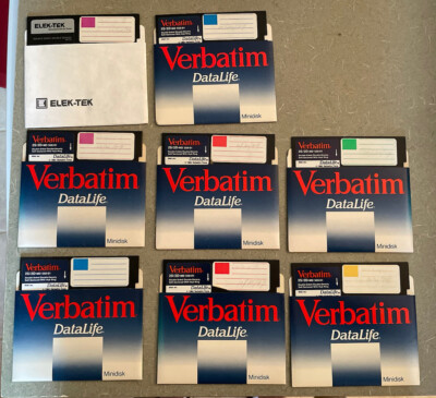 Lot Of 8 5 1/4  Floppy Disks-7 Verbatim 5 1/4'' Floppy Disks and 1 Elem-Tek Disk