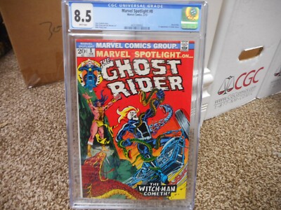Marvel Spotlight on the Ghost Rider 8 cgc 8.5 WHITE pgs VF+ 1973 1st Snake Dance
