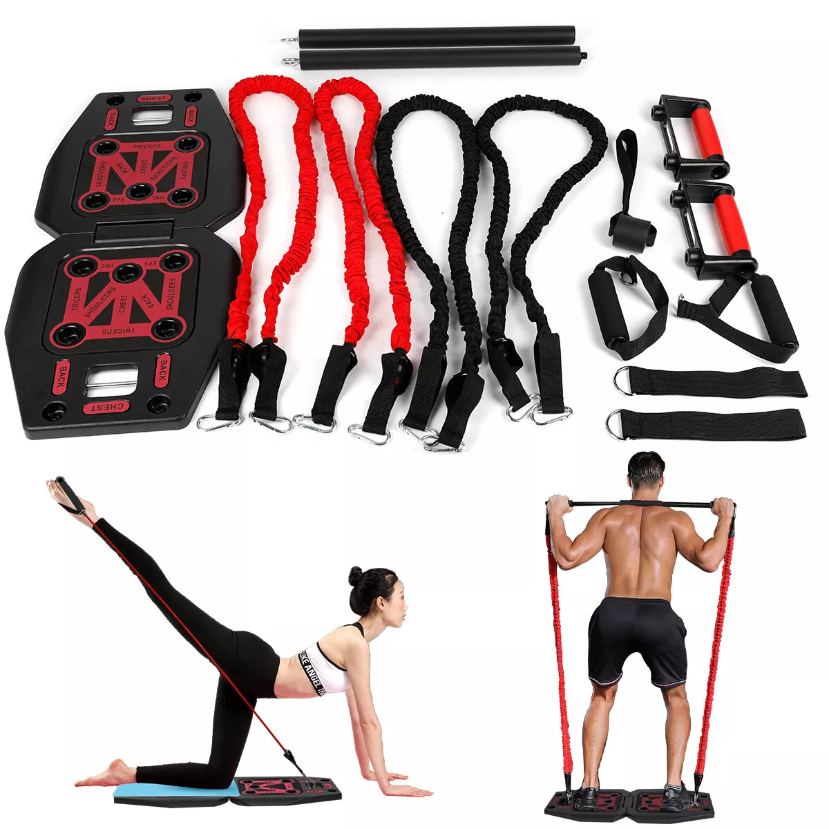 Zummy Home Workout Set Push up Board Resistance Bands 20-in-1 Fitness  Strength