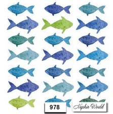 (978) TWO Individual Paper Luncheon Decoupage Napkins - FISH OCEAN SEA AQUA BLUE