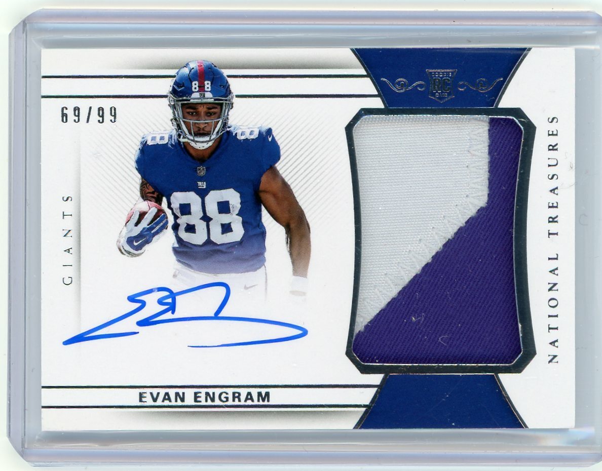 2017 Panini National Treasures Football Rookie Patch Auto #168 Evan Engram 69/99