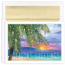 Warmest Wishes Holiday Cards Boxed Set with Foil-Lined Envelopes Tropical Sunset
