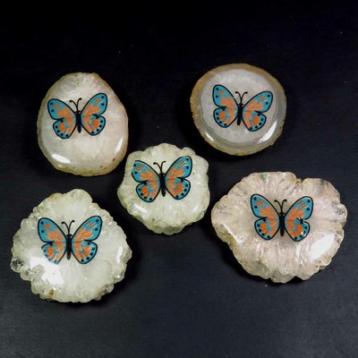 DESIGNER WHITE SOLAR QUARTZ CABOCHON NATURAL GEMSTONE WHOLESALE 5pcs LOT SOL-648