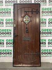 OAK VENEER FRONT DOOR ANTIQUE MEDIEVAL STYLE WOODEN WOOD EXTERNAL EXTERIOR USED