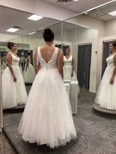 David’s Bridal Mikado And Tulle petite Ball Gown Wedding dress size 10