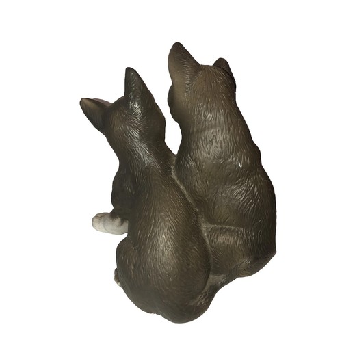 Grande 2 Gatti Gattini Grigio Marrone ��Figurina Vintage Giappone ��7 1/2" Divertente - Foto 6 di 10
