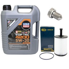 Motoröl Set 5W-30 5 Liter + Ölfilter SH 4771 L + Schraube für Audi Seat Skoda VW