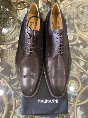 MAGNANNI Brown Wing tip Lace Up Leather Dress Shoes Mens  display picture 1