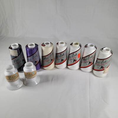 Maxi-lock Sewing Thread Lot of 7 Spools 3000 yds , Mixed Lot Of Colors,& 1k YDS 