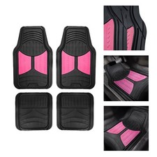 Universal Fitment Floor Mats For Auto Car Suv Van No Slip Rubber Pink Black