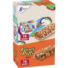Reese's Puffs Cinnamon Toast Crunch Cereal Treat Bars Variety Pack 28 ct