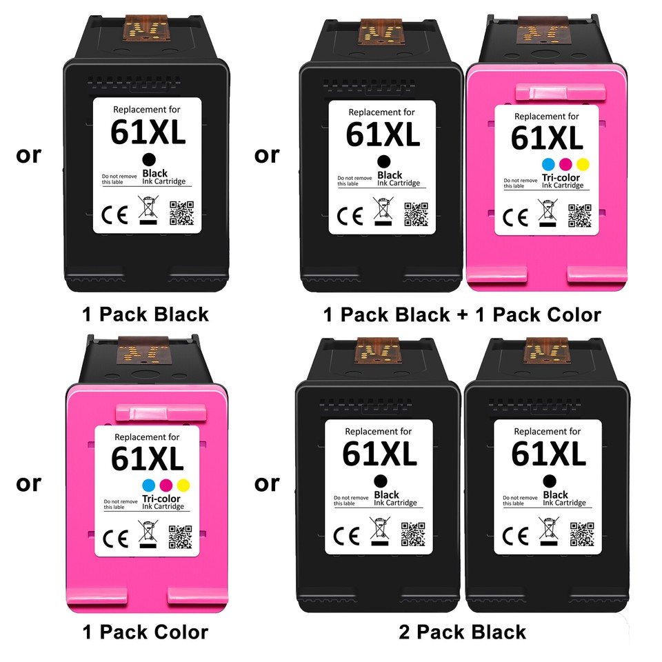 Color Ink XXL Black Color Ink Cartridges 61XL 62XL 63XL 64XL 65XL 67XL for HP ...