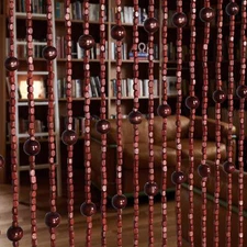 Handmade Beaded Curtains for Doorway Natural Wood Beaded Curtains Hippie Curt...