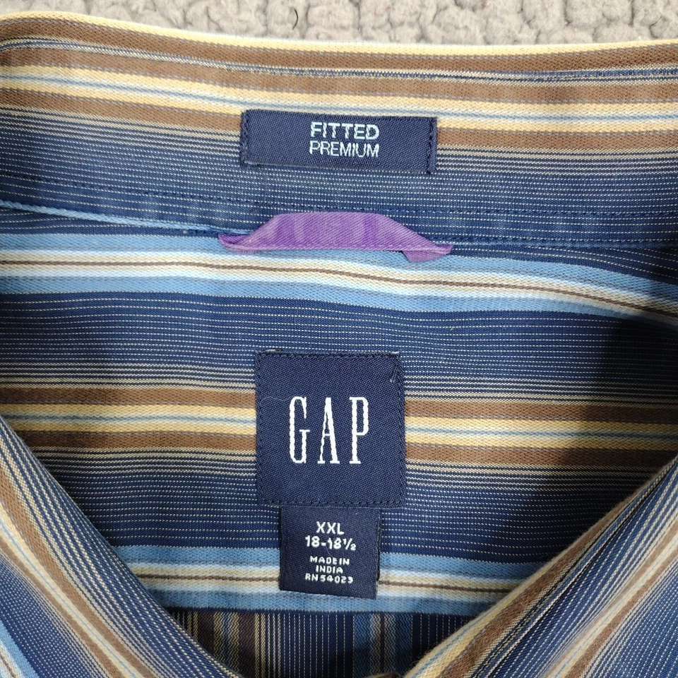 Рубашка мужская Gap XXL многоцветная вертикальная в полоску приталенная на пуговицах - Изображение 3 из 4