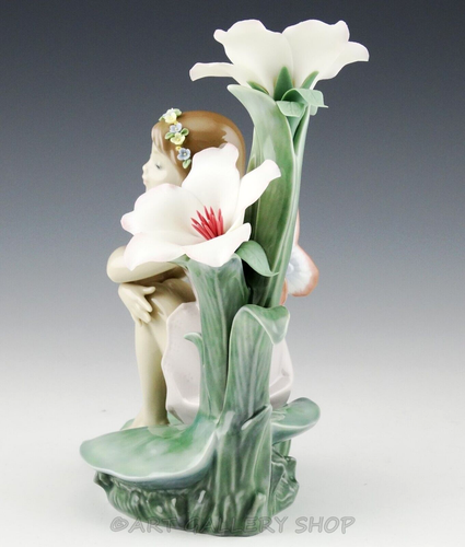 Lladro Figurine LAKESIDE DAYDREAM FAIRY GIRL LILYPAD FLOWERS #6644 Retired Mint - Picture 4 of 10