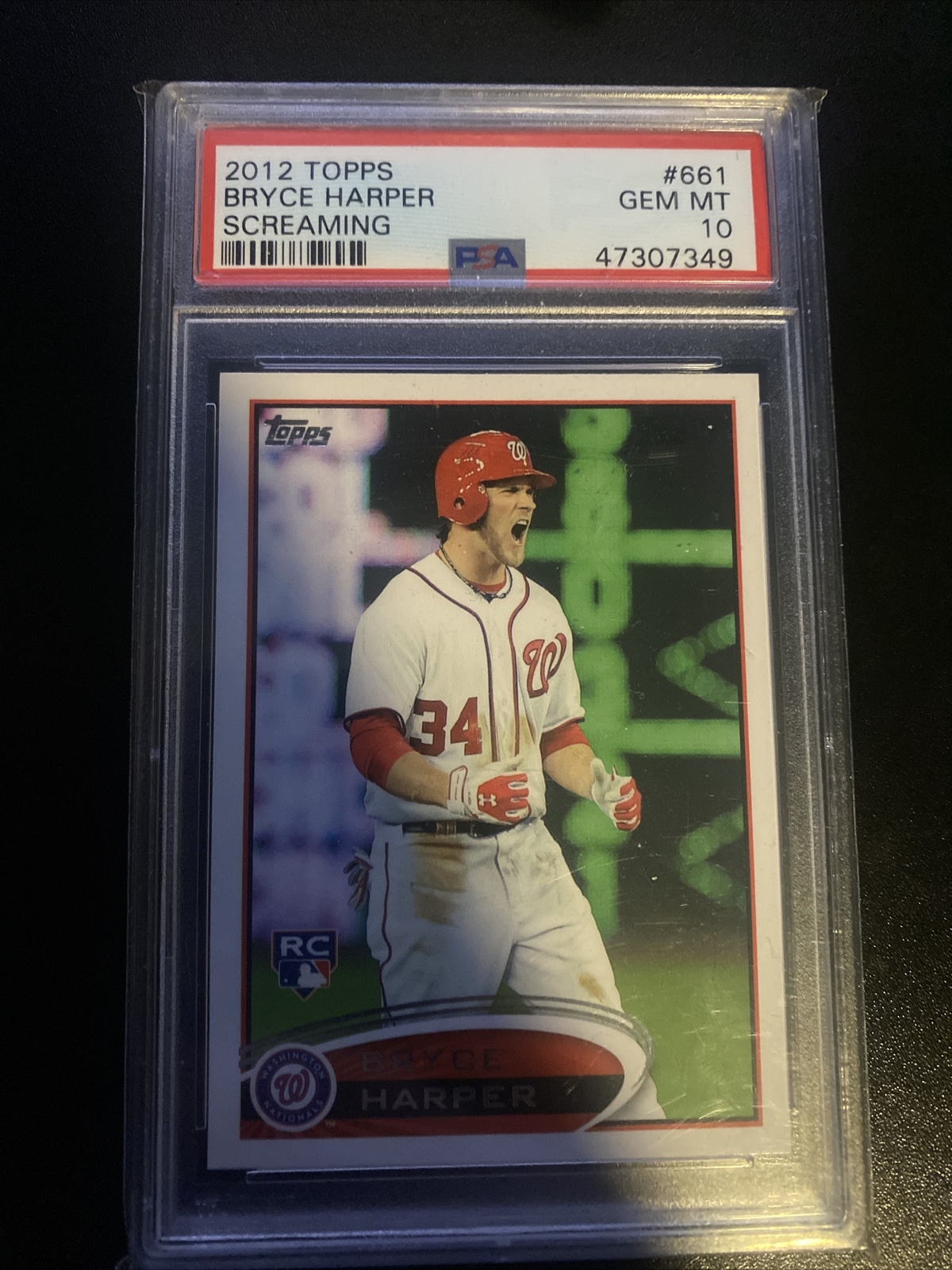 2012 Topps Bryce Harper Rookie Card RC Screaming #661 PSA 10 GEM MINT - Perfect!