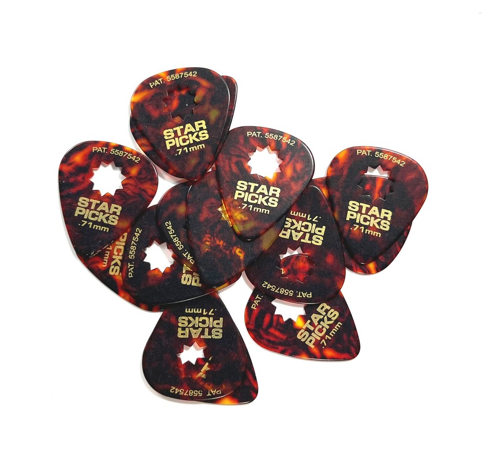 Everly Star 12-Pack Medium .71mm Classic Shell Celluloid Guitar Picks
