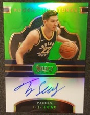 2017-18 SELECT T.J. LEAF GREEN PRIZM RC AUTO ROOKIE SIGNATURES #51/65 SP *PACERS