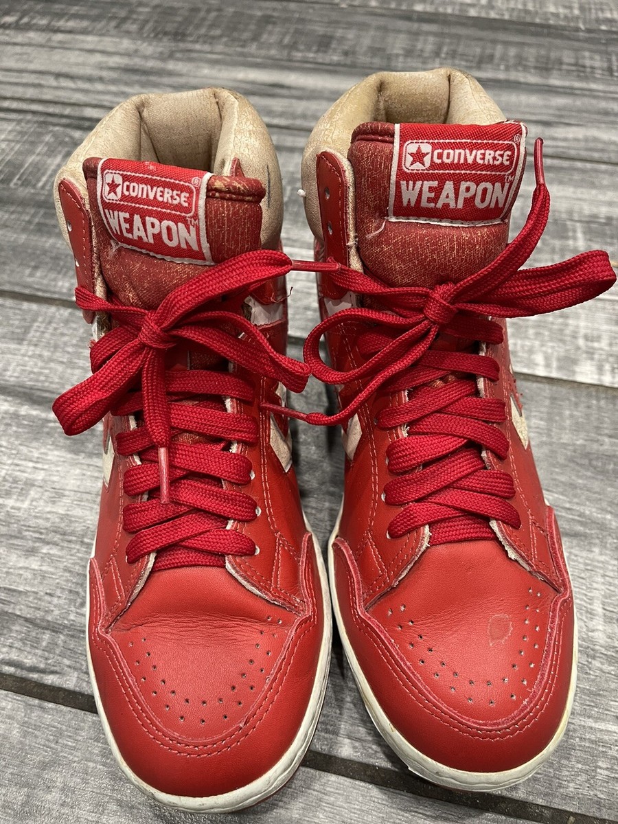 Vintage 80's Converse 'Weapon' Red Leather Men's Sneakers Size 6.5