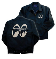Men's Mooneyes Classic Moon Equipped Eyes Black Twill Shop Jacket MQW013BK S-2XL