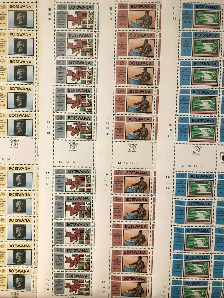 Botsuana 1990 - Scott# 468-71 - Aniversarios de eventos - Juego de 4 hojas - MNH Foto 2 de 2