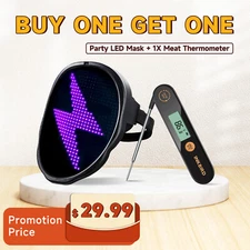 Halloween Light Up LED Mask Masquerade Gesture Change Bluetooth Programmable USA