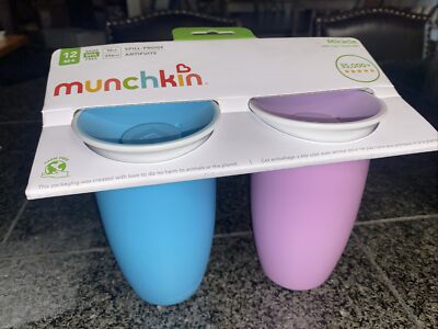 New Set of 2 Munchkin Miracle 360 10oz. Spill Proof Cups Kids Childrens Tumblers