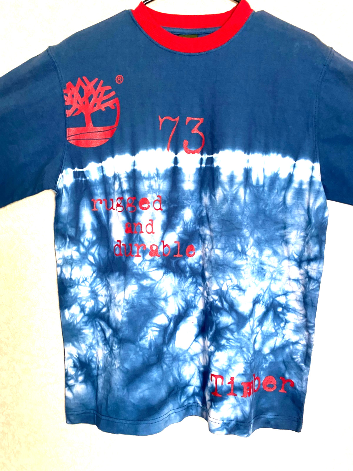 Timberland RARE Vintage Tie Dye Tree Logo Ringer Graphic T Shirt Top size XL nwt image 2