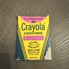 Vintage Box of 7 Used Crayola Fluorescent Crayons 1988
