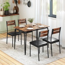 5PCS Dining Table Set, Kitchen Table and 4 Armless Chairs w/ Upholstered Seat