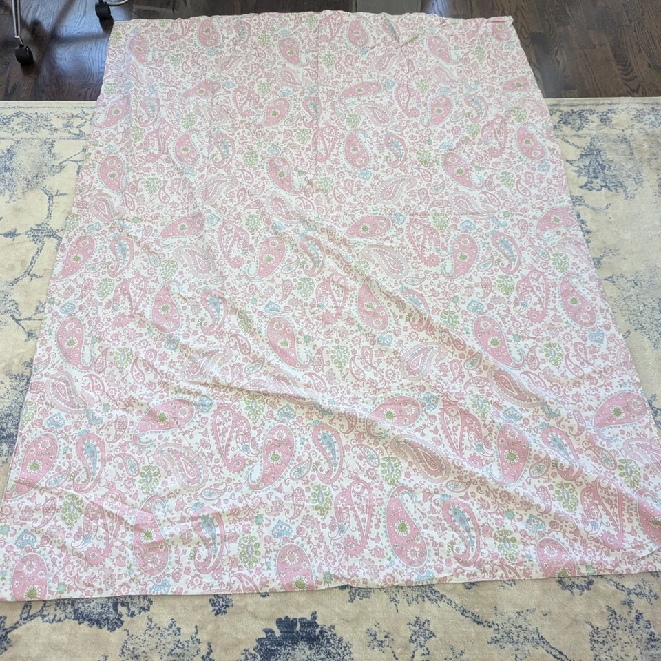 Pottery Barn Kids Cotton Duvet Brooklyn Pink and Green Paisley Twin Size - Image 2 of 4