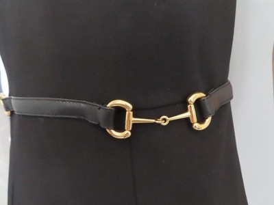 NWT GUCCI Black/Gold Horsebit Detail Short Sleeve Dress Size