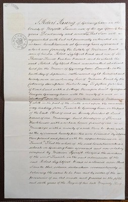 1864 Robert Rising's, Gimingham Norfolk, Statutar Declaration re: Bond Estate
