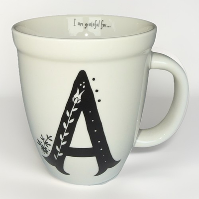 #ad Natural Life “A” Initial Coffee Mug Ceramic I Am Grateful Gift Birthday $12.99