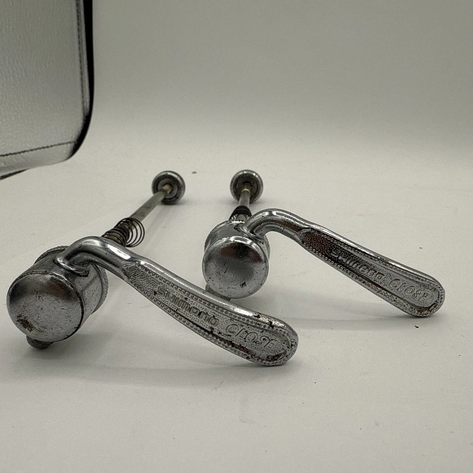 Vintage Shimano Skewer Set Silver Quick Release QR Road Eroica Metal Rear /front - Image 2 of 4