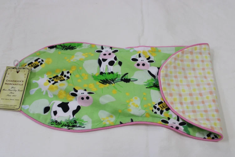 Finished - Baby Shoulder Burp Rag - Cows/Mini Squares