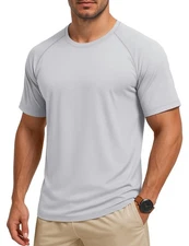 Mens Sun Shirts Short Sleeve UV Tee Quick Dry Lightweight T Shirts Gym Athlet...