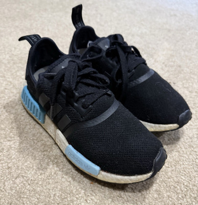 Adidas NMD R1 Womens 7 Black Blue Boost Athletic Running Walking Sneakers Shoes