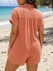 Zenana Women’s Orange Solid Collared Short Sleeve Button Romper Pockets S — photo 4