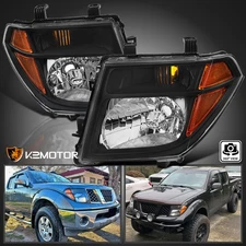 Fits 2005-2008 Frontier 2005-2007 Pathfinder Black Headlights Assembly Head Lamp