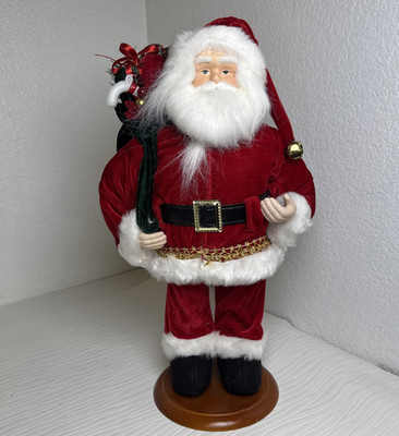 Bed Bath & Beyond Santa Claus Tabletop Figurine w/ Stand & Sack of Gifts   Large