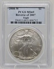 2008-W PCGS MS69 $1 Silver Eagle Reverse of 2007