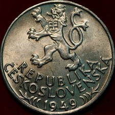 Uncirculated 1949 Czechoslovakia 100 Korun Silver Foreign Coin