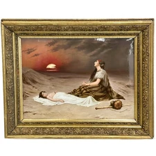 KPM Berlin Hand Painted Porcelain Plaque Hagar and Ishmael Framed