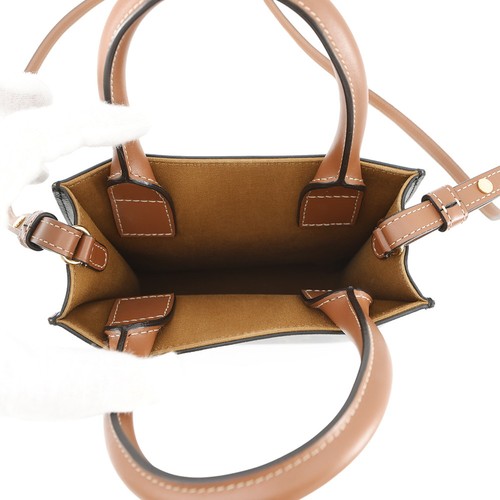 CELINE Triomphe Vertical Cabas Size Mini PVC/Leather Tan 194372 - Picture 6 of 15
